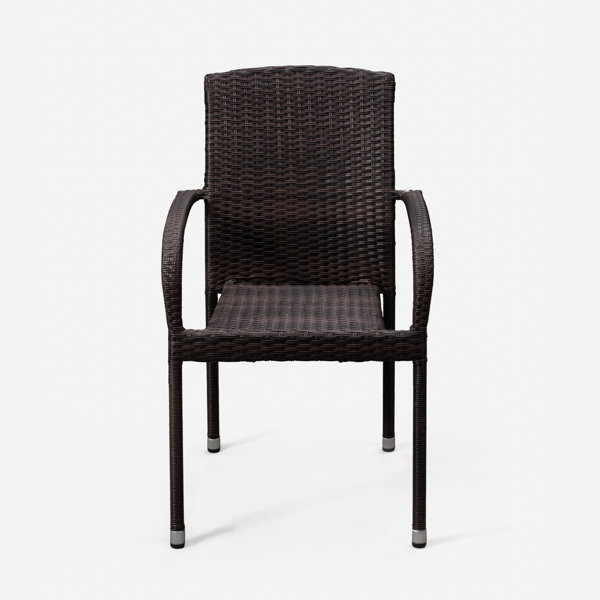 Balkene Home Wicker Outdoor Stackable Dining Armchair with Cushion & Reviews Wayfair